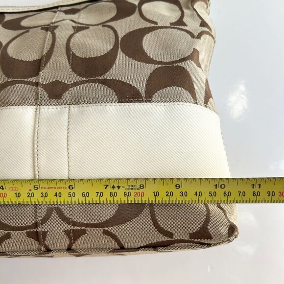 Coach Canvas Signature C Logo Shoulder Bag in Tan/Beige/Brown - Picture 10 of 16